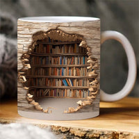 Creative 3D Effect Bookshelf Ceramic 11oz Mugs Creative Birthday Christmas Gift