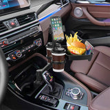 Multifunctional Car Cup and Mobile Phone Holder with Food Tray and Adjustable Base Clamp