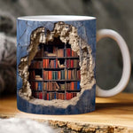 Creative 3D Effect Bookshelf Ceramic 11oz Mugs Creative Birthday Christmas Gift