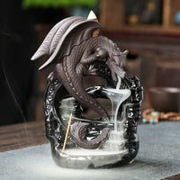 Creative Dragon Loong Pterosaur Backflow Ceramic Incense Burner Ornament for Tea Table Cabinet Room