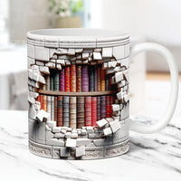 Creative 3D Effect Bookshelf Ceramic 11oz Mugs Creative Birthday Christmas Gift