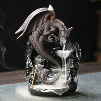 Creative Dragon Loong Pterosaur Backflow Ceramic Incense Burner Ornament for Tea Table Cabinet Room