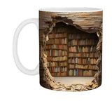 Creative 3D Effect Bookshelf Ceramic 11oz Mugs Creative Birthday Christmas Gift