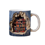 Creative 3D Effect Bookshelf Ceramic 11oz Mugs Creative Birthday Christmas Gift