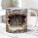 Creative 3D Effect Bookshelf Ceramic 11oz Mugs Creative Birthday Christmas Gift