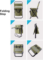 Outdoor Fishing Camping Folding Compact Stool Chair With Cooler Bag